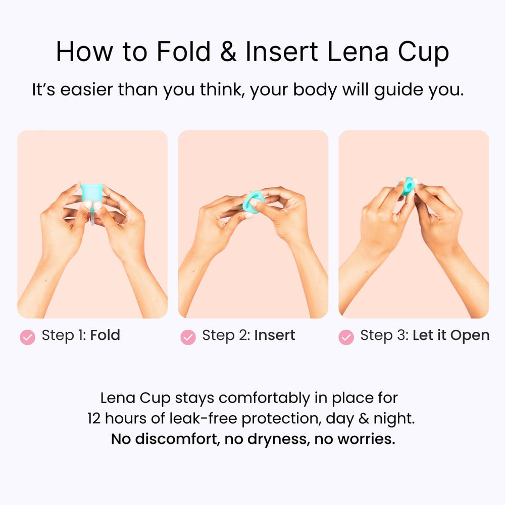 Lena Sensitive Cups 12-hour protection, secure seal during daily activities.