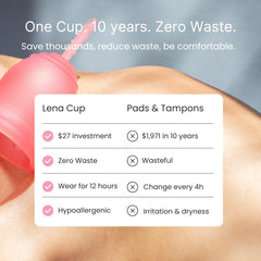 Lena Sensitive Cups cleaning and care, simple soap wipe-down.