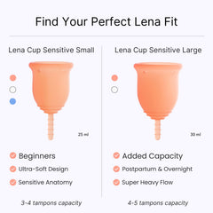 Lena Sensitive Cups fold-and-insert, simple setup without applicators.