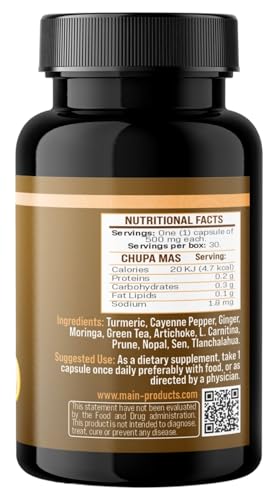 Lenico ChupaMas label detail highlighting turmeric and ginger ingredients