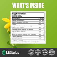 LES Labs Mood Boost herbal blend image emphasizing ashwagandha and chamomile.