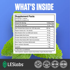 LES Labs Prostate Health nettle root capsules close-up.