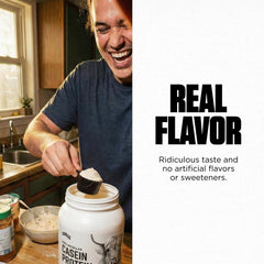 Levels casein mixing in shaker—smooth blend with minimal clumping.