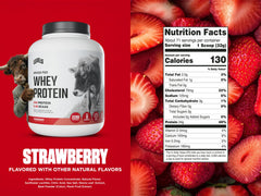 Levels Whey Strawberry pour showing quick mix and smooth texture.