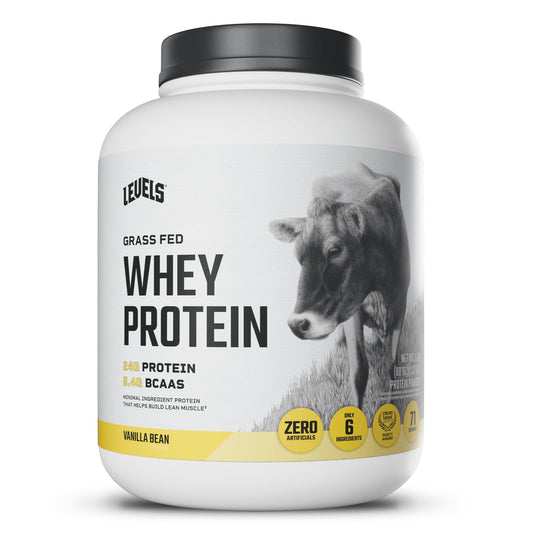 Levels Grass-Fed Whey Vanilla Bean scoop delivers a clean protein boost for post-workout