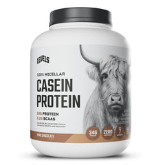 Levels Nutrition 100 Percent Micellar Casein bottle emphasizes strong protein for workouts