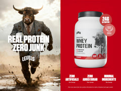 Levels whey scoop beside a shaker, showing quick protein mix