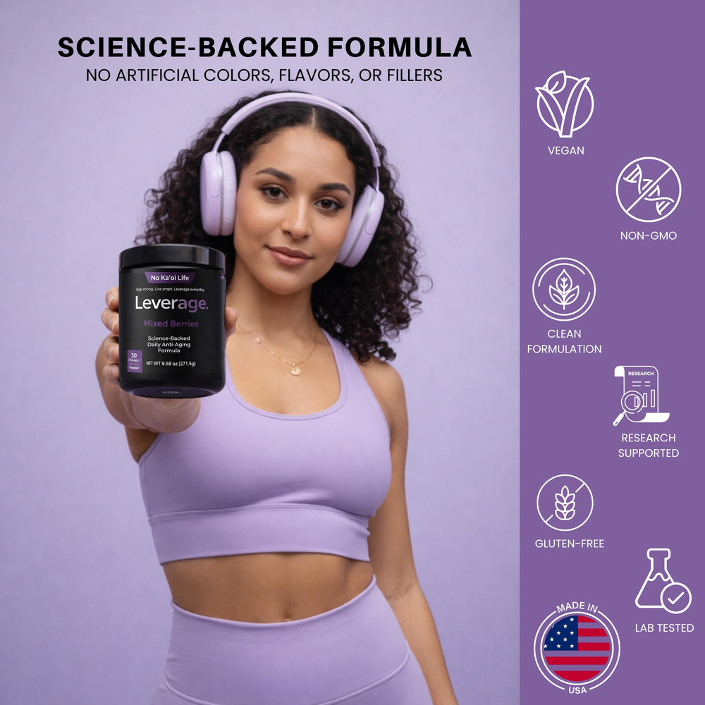 Leverage hyaluronic acid glow appears in a clear beverage