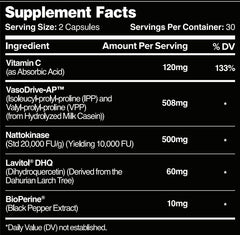 Hemo Flow capsules close-up highlighting vegan capsules and nattokinase source for circulation support