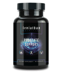 Leviathan Nutrition Prostate Support bottle showing cranberry extract for daily wellness.
