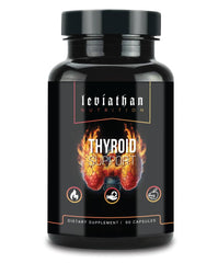 Leviathan Thyroid Support bottle front with branding and daily energy support.