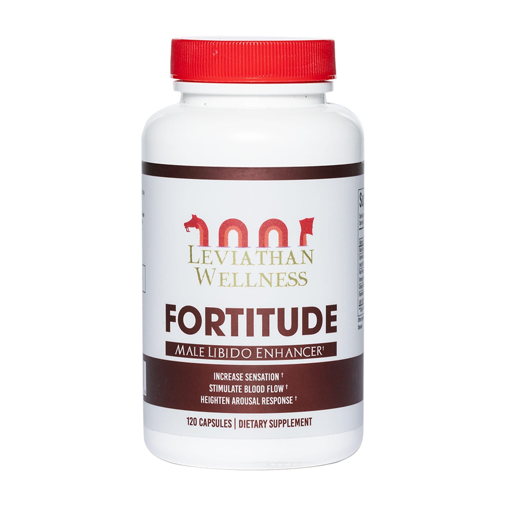Leviathan Wellness Fortitude bottle on a counter for daily vitality