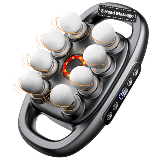 LEVILO eight-head deep tissue massage gun for targeted muscle relief during recovery sessions.