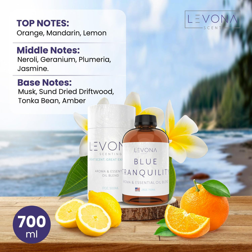 Levona Scent Blue Tranquility diffuser ready image highlights easy setup for serene spaces.