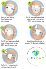 Lexcam adhesive patch pre-cut design supports easy application and comfort.