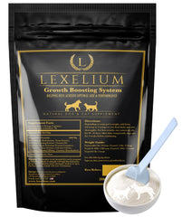 Lexelium weight gainer bottle pour supports steady growth potential for pets.