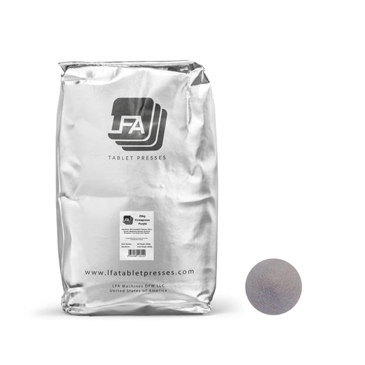 LFA Firmapress powder tub shows ready-to-use excipient blend for consistent tablets.