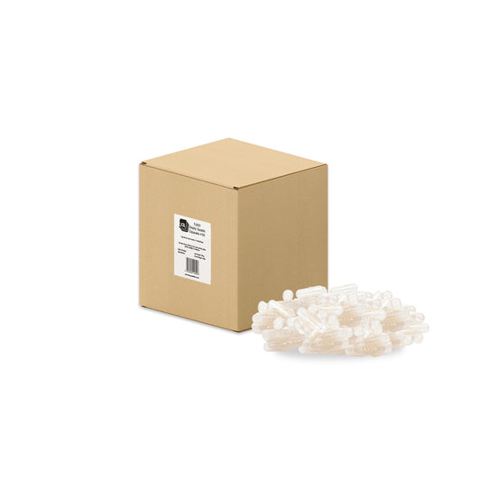 LFA Tablet Presses Size 00 clear gelatin capsules in a 5000-count box for DIY blends