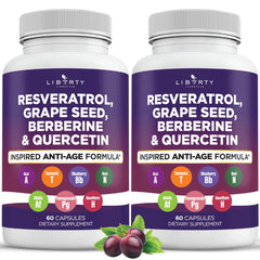 Liberty Lifestyle resveratrol berberine bottle front showing powerful polyphenol blend