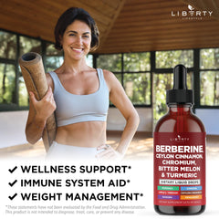 Liberty Lifestyle USA-made non-GMO product with third-party testing badge.