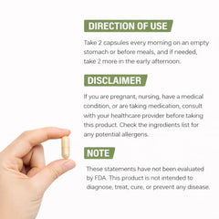 Liberty Medical Center packaging highlights Green Tea Extract for daytime energy