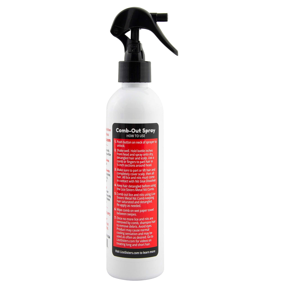 Lice Sisters safety lock on bottle prevents leaks during storage.