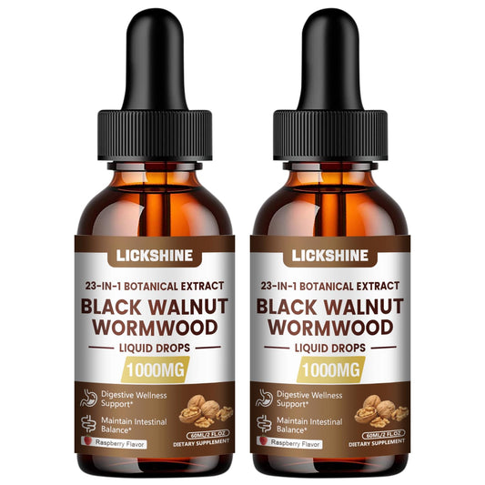 Lickshine wormwood walnut clove cleanse bottle demonstrates gut-support tincture potency
