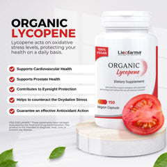 Close-up of Licofarma Organic Lycopene tomato extract showing natural plant origin for daily intake.