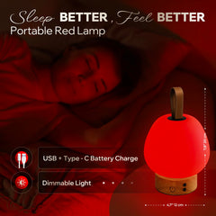 Liderstar cordless red light lamp shown unplugged for portable travel or nursery use