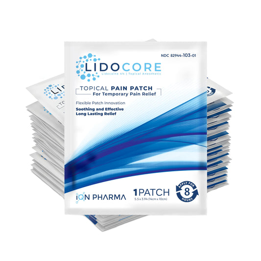 Lidocore 4% lidocaine patch application delivers targeted relief without mess.