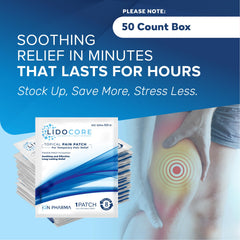Lidocore fast-acting patch provides quick comfort for daily activities.