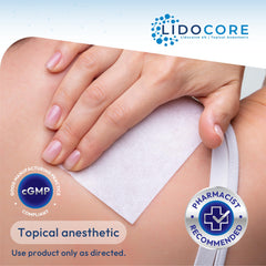 Lidocore targeted-pain-relief patch stays in place with minimal residue.
