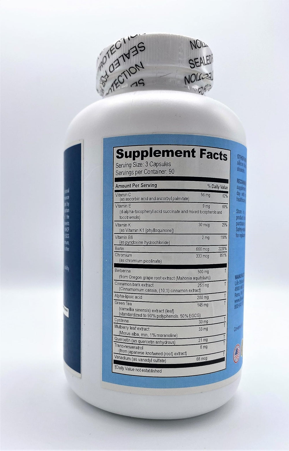Life Enhancement Insulife-B dispensing scoop shows easy daily dosage.