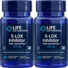 Life Extension 5-LOX Inhibitor ApresFlex bottle with standardized Boswellia extract for daily potential support.