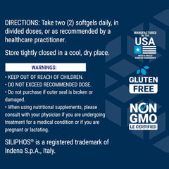 Non-GMO badge on Life Extension Advanced Milk Thistle packaging for purity