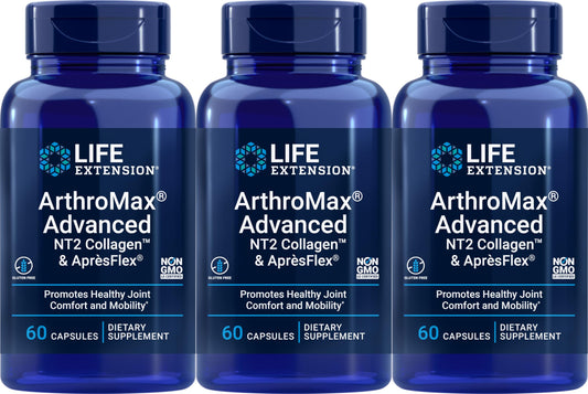 Life Extension ArthroMax NT2 Collagen bottle for a daily wellness routine.