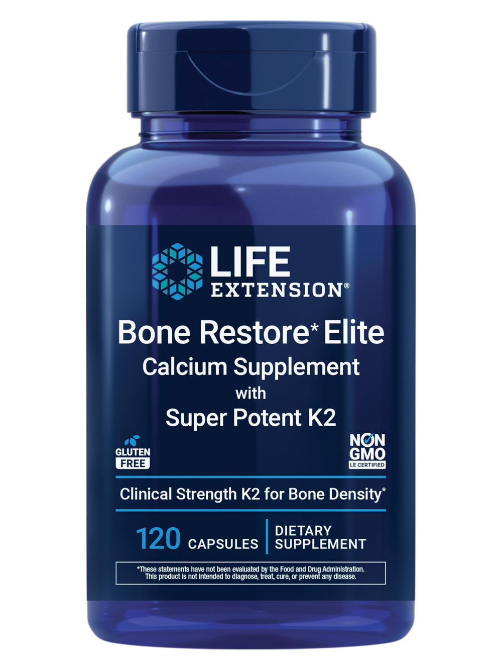 Life Extension Bone Restore Elite bottle front showing comprehensive bone health formula