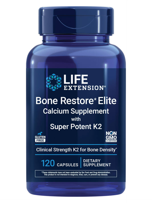 Life Extension Bone Restore Elite bottle front showing comprehensive bone health formula