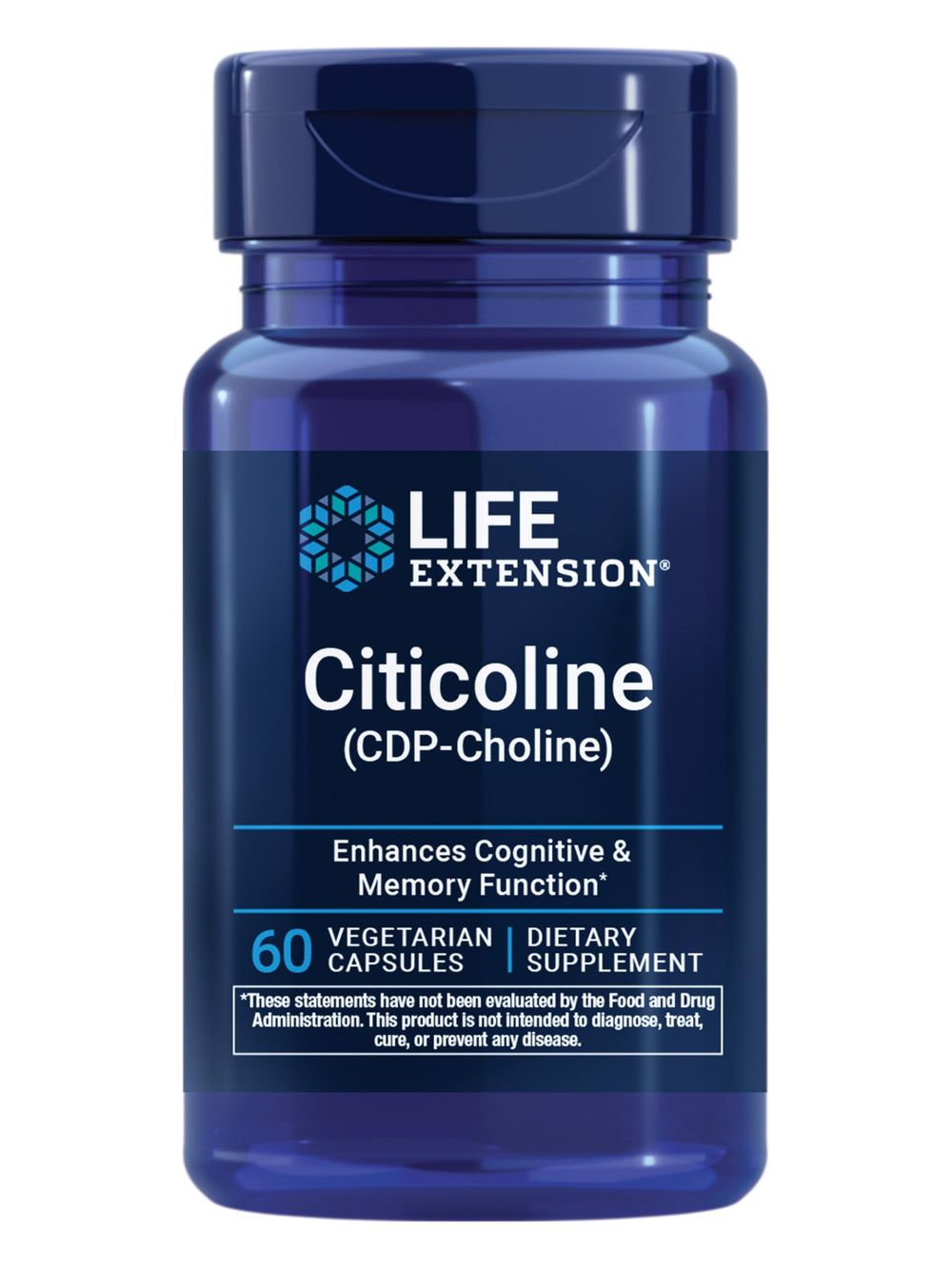 Life Extension Citicoline capsules close-up for cognitive focus and memory support.