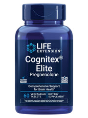 Life Extension Cognitex Elite Pregnenolone bottle label closeup highlighting attention support