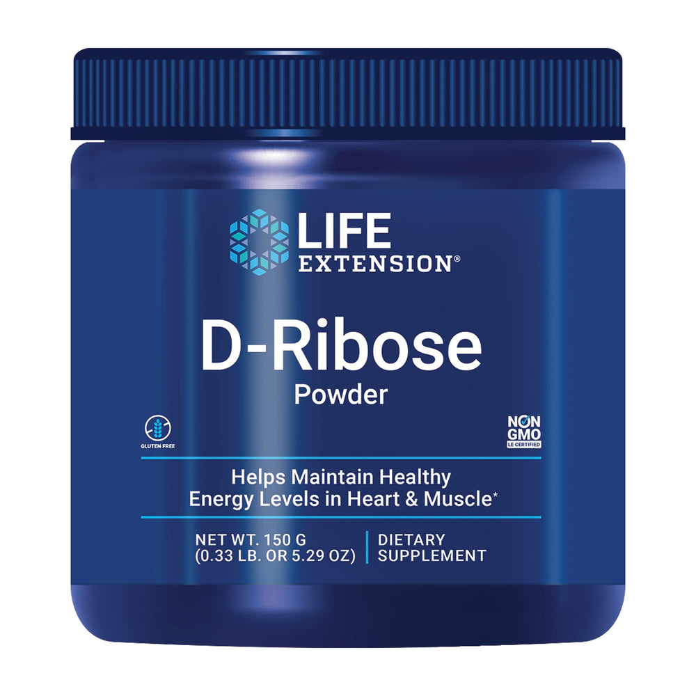 Life Extension D-Ribose powder with scoop for easy daily energy support