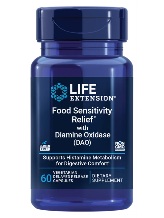 Life Extension Food Sensitivity Relief DAO capsules for occasional gas after meals.