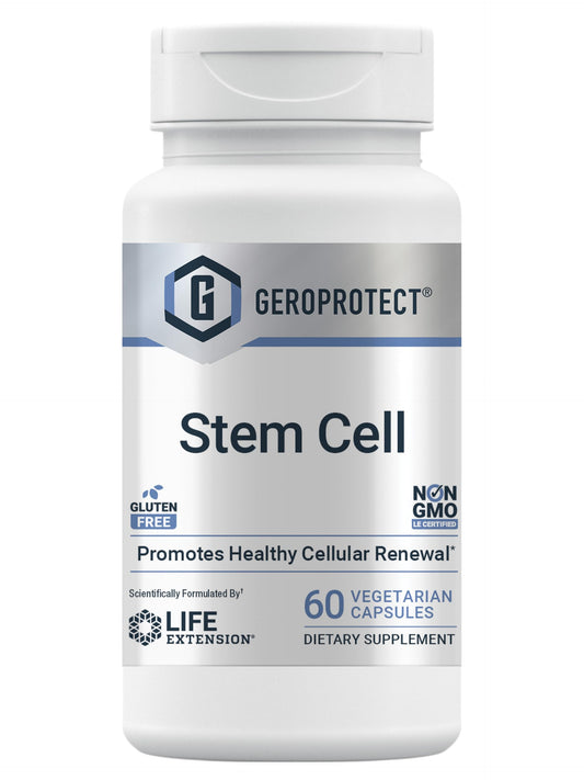Life Extension GEROPROTECT Stem Cell bottle front view for healthy aging support.
