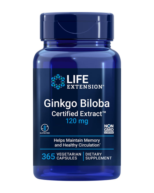 Life Extension Ginkgo Biloba bottle for cognitive support
