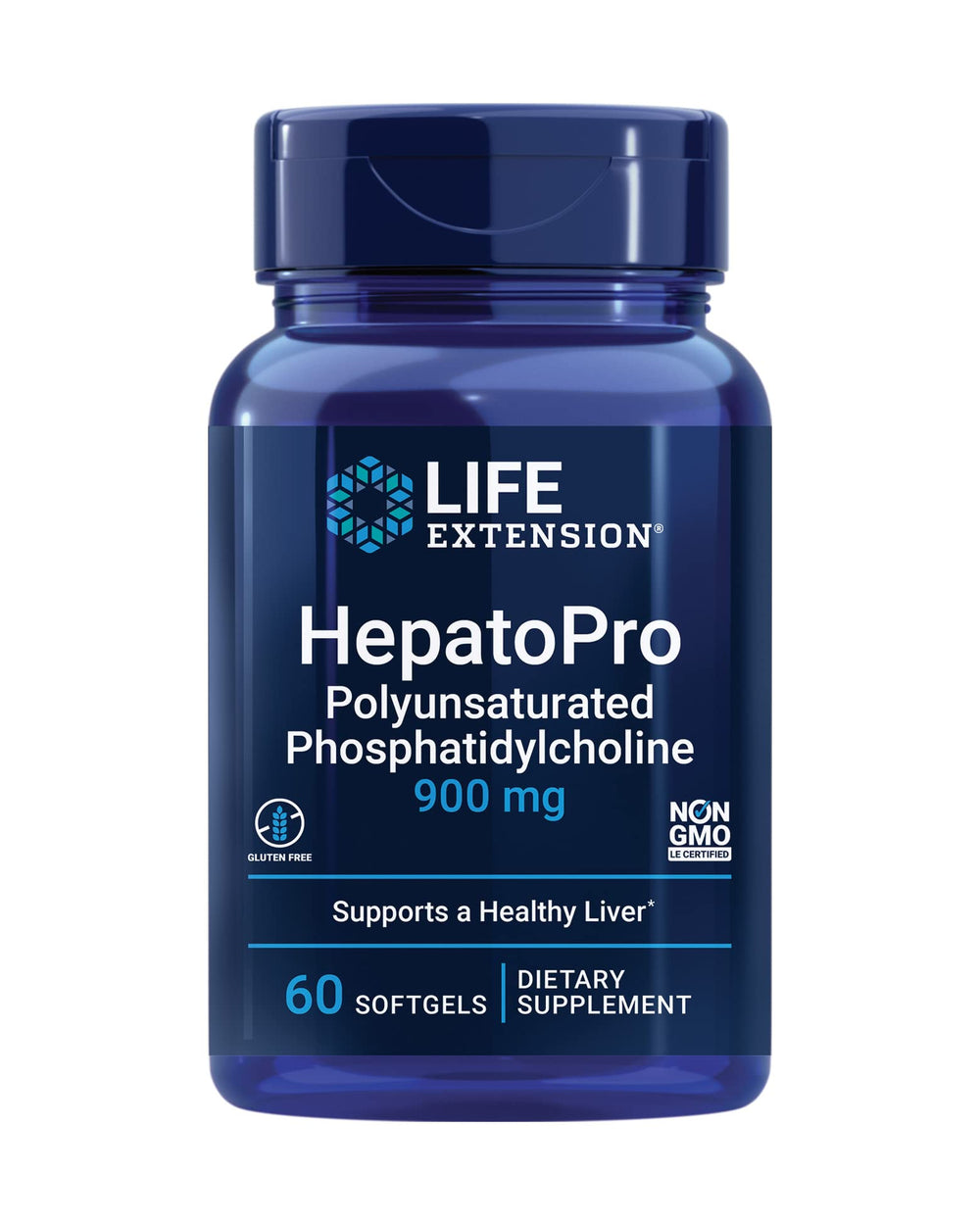 Life Extension HepatoPro bottle labeled 900 mg PPC for liver support