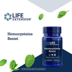 Pack of 2 Life Extension Homocysteine Resist bottles highlights non-GMO and gluten-free features.