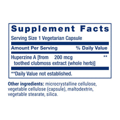 Life Extension Huperzine A label detail showing 200 mcg extract.
