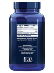 Life Extension Inositol Caps bottle back label with ingredient details and purity.