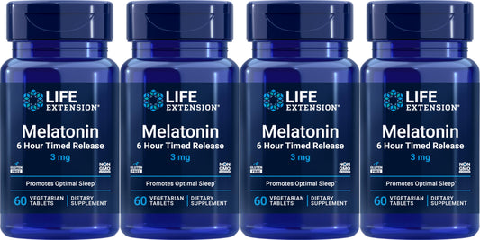 Life Extension Melatonin 6 Hour Release bottle supports steady night rest.