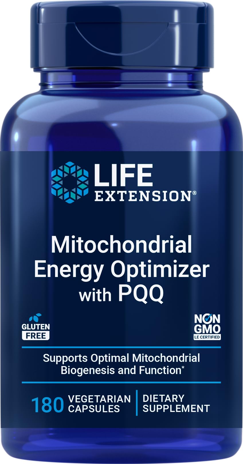 Life Extension Mitochondrial Energy Optimizer bottle with vegetarian capsules for daily energy support